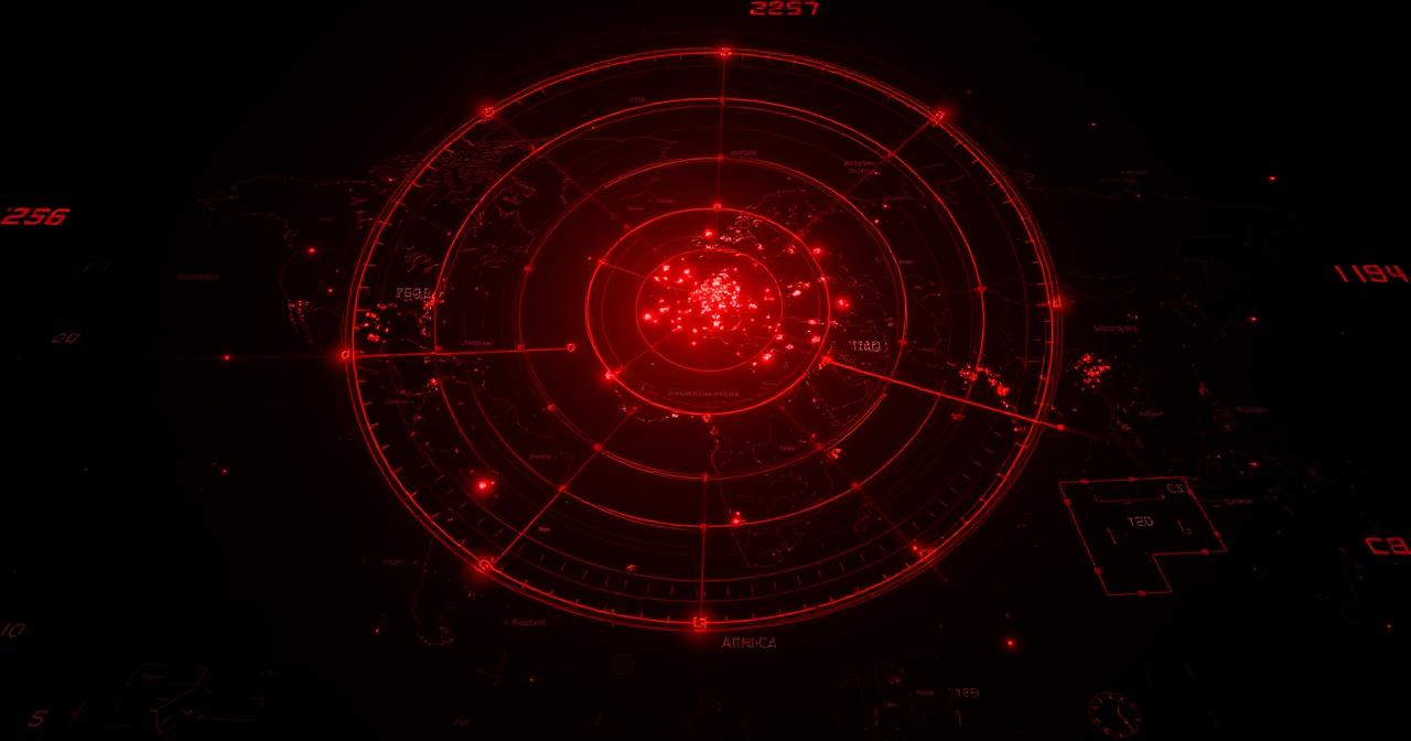 Radar tático identificando clientes potenciais em vermelho